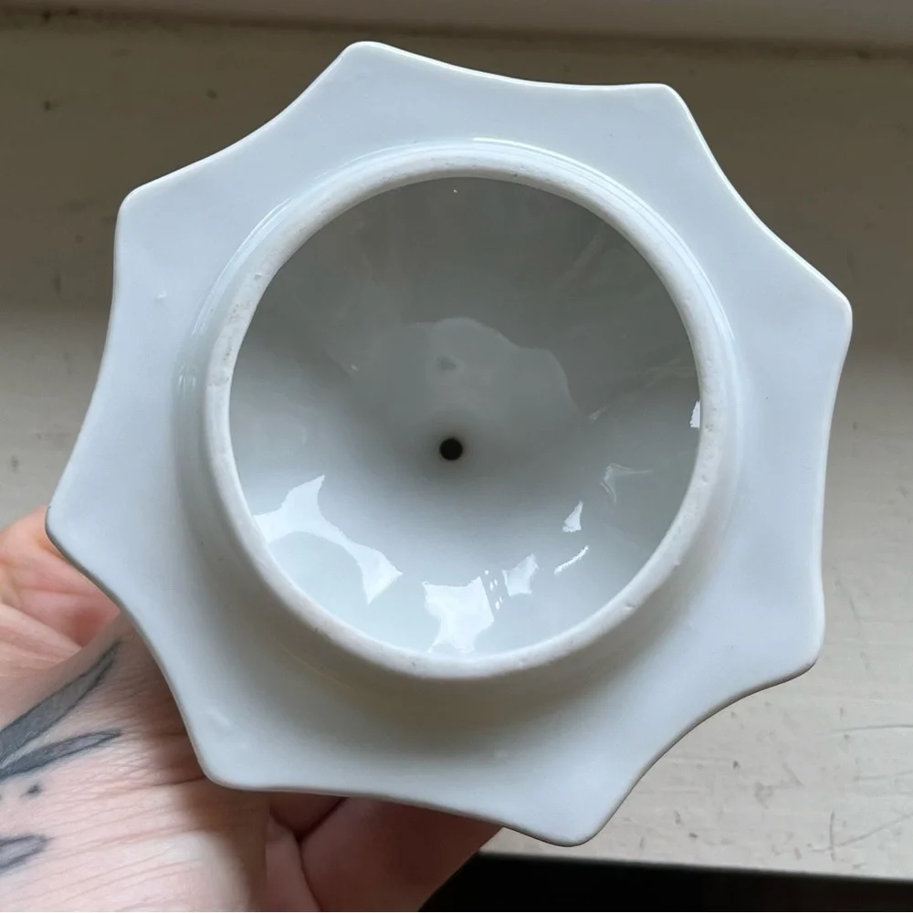 Antique 1920 German Rare Art Nouveau Floral Porcelain Sugar Pot Heart Handles